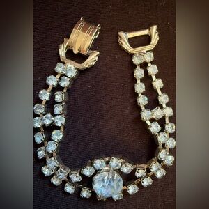 Vintage Glamour Silver Tone Rhinestone Accented Tennis Bracelet